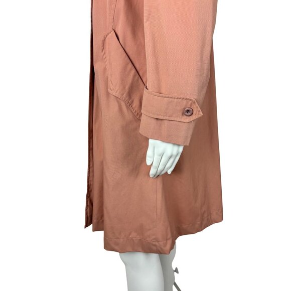 Vintage 70s Trench Coat Women's Medium Dusty Pink Mid Length Double Breasted - Picture 8 of 12